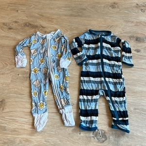 Set of 2 kickee pants and little sleepies baby boy pjs